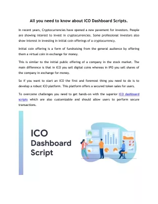 All you need to know about ICO Dashboard Scripts.