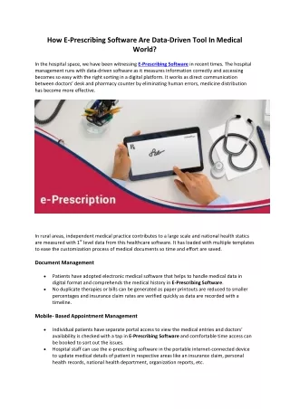 how e prescribing software are data driven tool