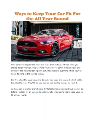 ways to keep your car fit for the all year round