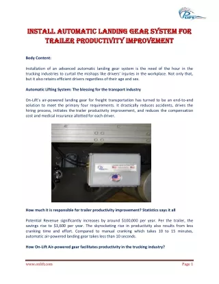 install automatic landing gear system for install