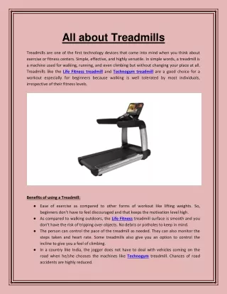 All about Treadmills