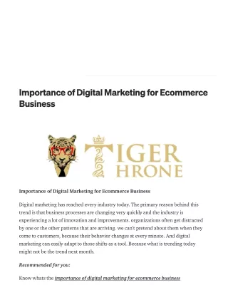 Importance of Digital Marketing for Ecommerce Business