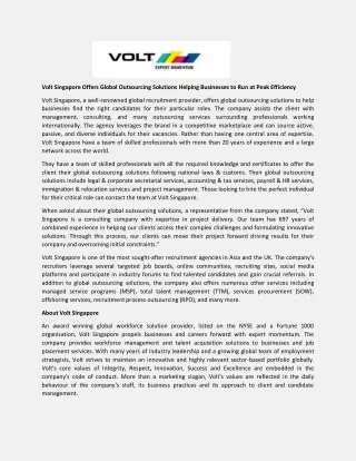 volt singapore offers global outsourcing