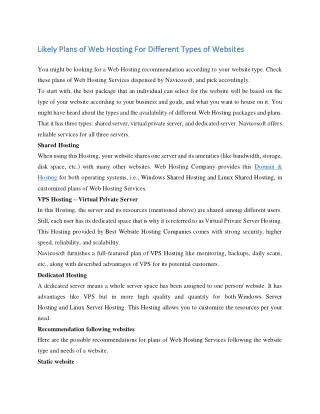 likely plans o likely plans of web hosting