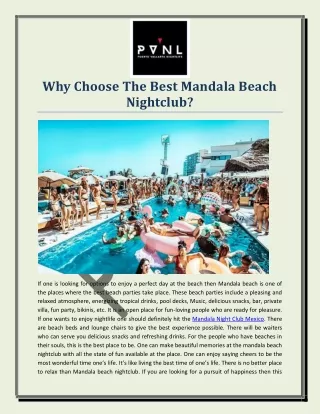 Why Choose The Best Mandala Beach Nightclub?