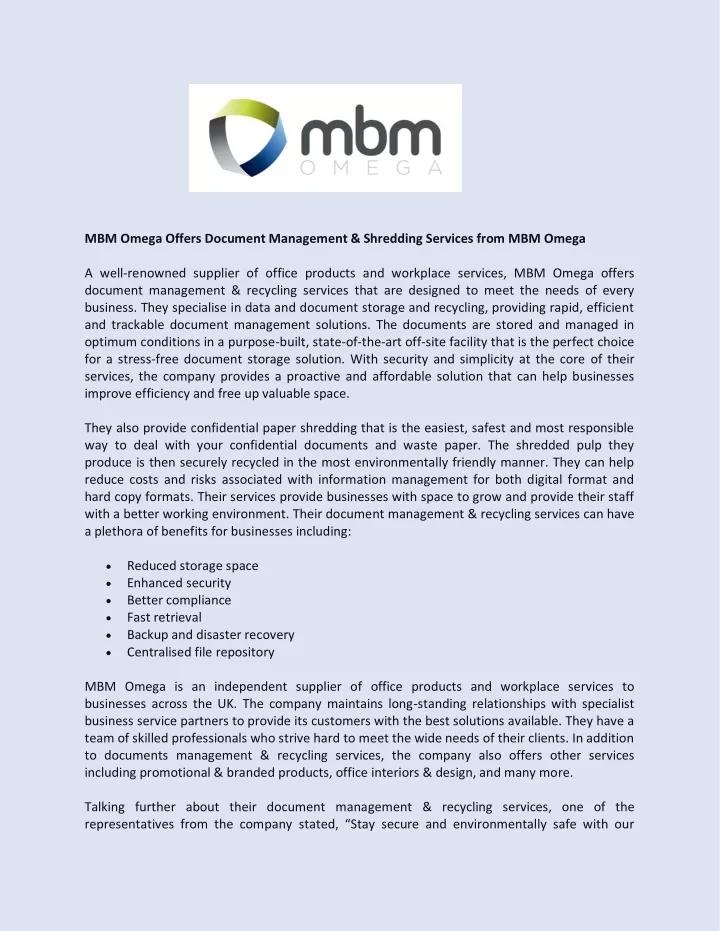 mbm omega offers document management shredding