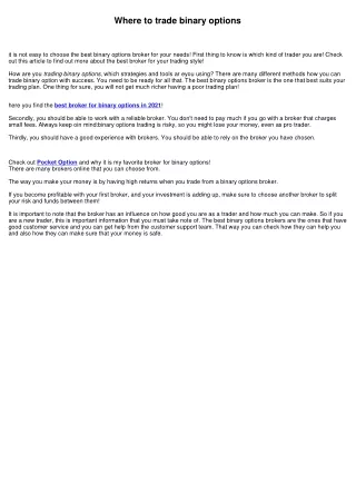 Choosing the best broker for binary options