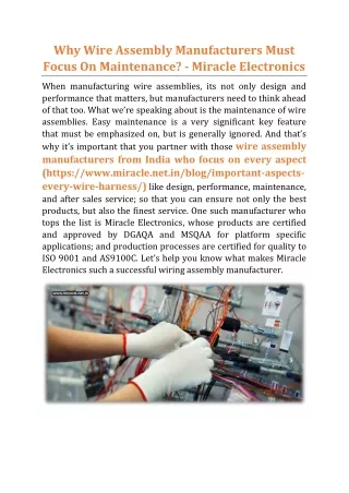 why wire assembly manufacturers must focus