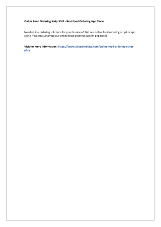 Online Food Ordering Script PHP - Best Food Ordering App Clone