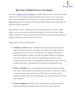 Basic Steps of Digital Forensic Investigation