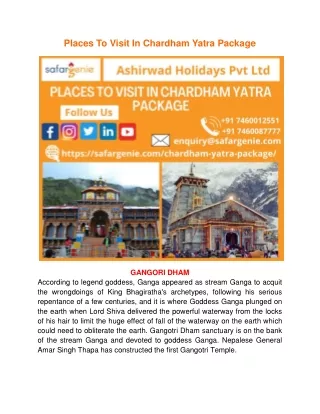 Places To Visit In Chardham Yatra Package