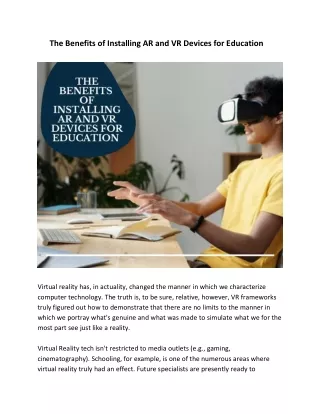 the benefits of installing ar and vr devices