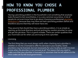 how to know you chose a professional plumber