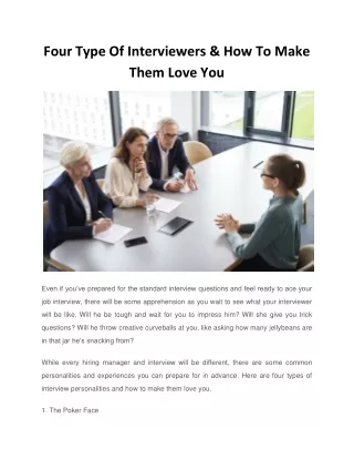 Four Type Of Interviewers & How To Make Them Love You