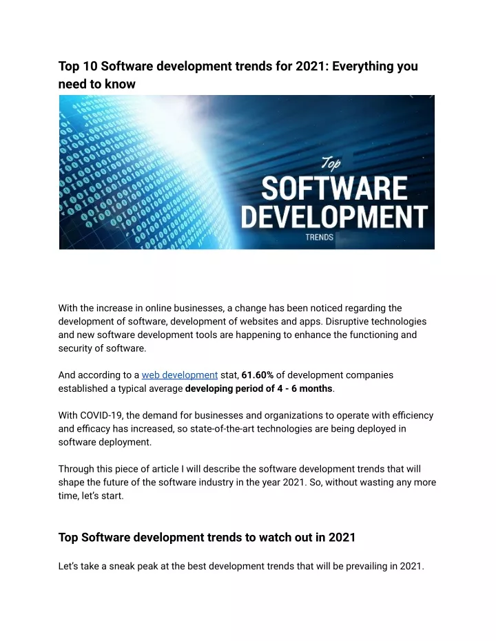 top 10 software development trends for 2021