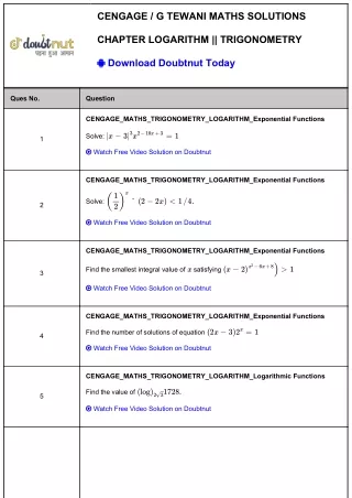 Cengage Maths Solutions Class 11 Trigonometry - Logarithm