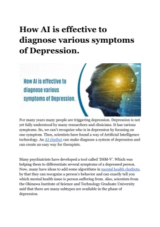 How AI can be useful to diagnose symptoms of depressed people.