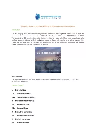 exhaustive study on 3d imaging market