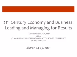 21st Century Economy and Business: Leading and managing for results