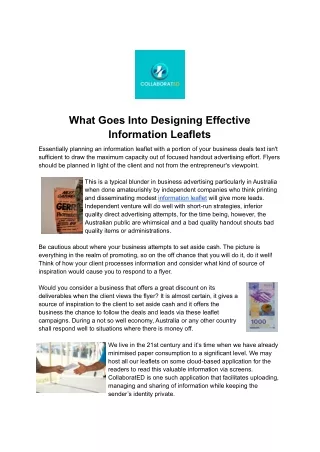 What Goes Into Designing Effective Information Leaflets
