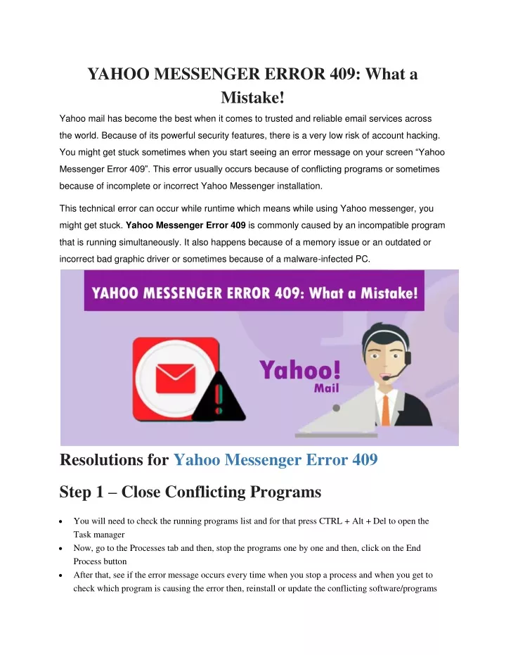 yahoo messenger error 409 what a mistake