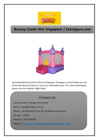 Bouncy Castle Hire Singapore | Eventguru.com