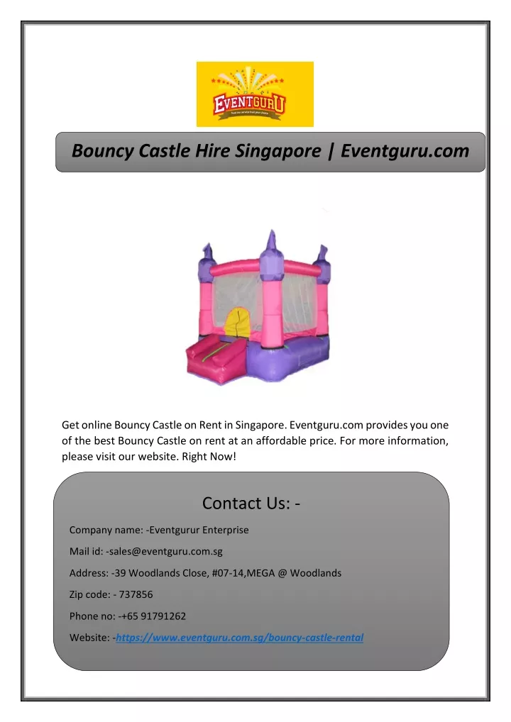 bouncy castle hire singapore eventguru com