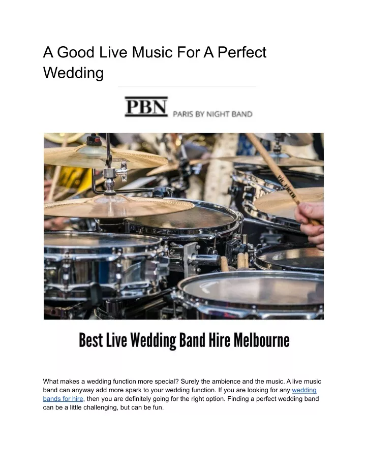 a good live music for a perfect wedding