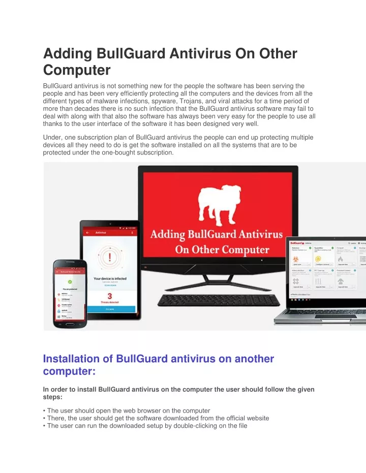 adding bullguard antivirus on other computer