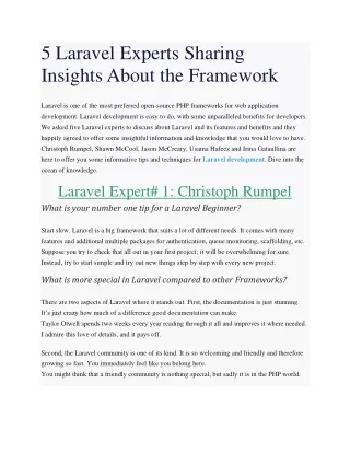 5 laravel experts sharing insights about