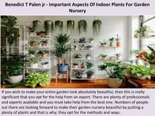benedict t palen jr important aspects of indoor plants for garden nursery