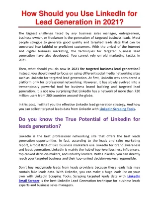 how should you use linkedin for lead generation