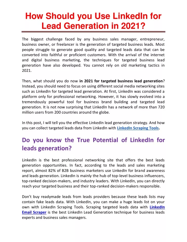 how should you use linkedin for lead generation