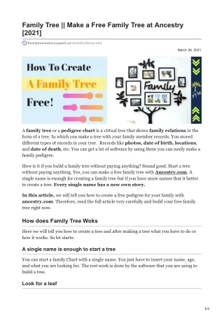 Family Tree | Make a Free Family Tree At Ancestry