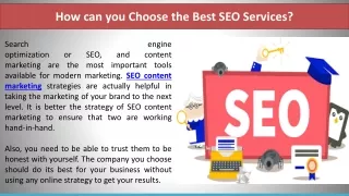 how can you choose the best seo services