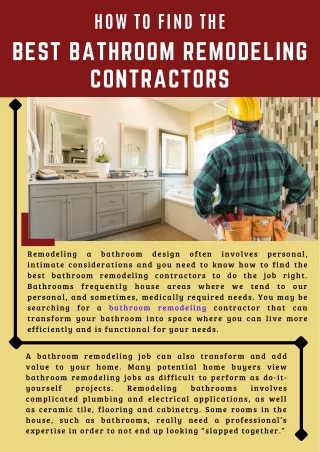How To Find The Best Bathroom Remodeling Contractors
