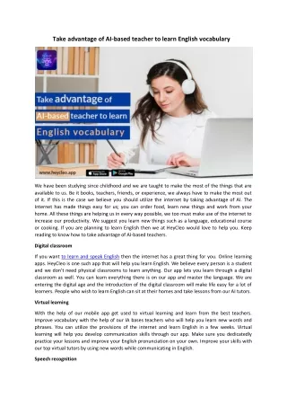 Take advantage of AI-based teacher to learn English vocabulary
