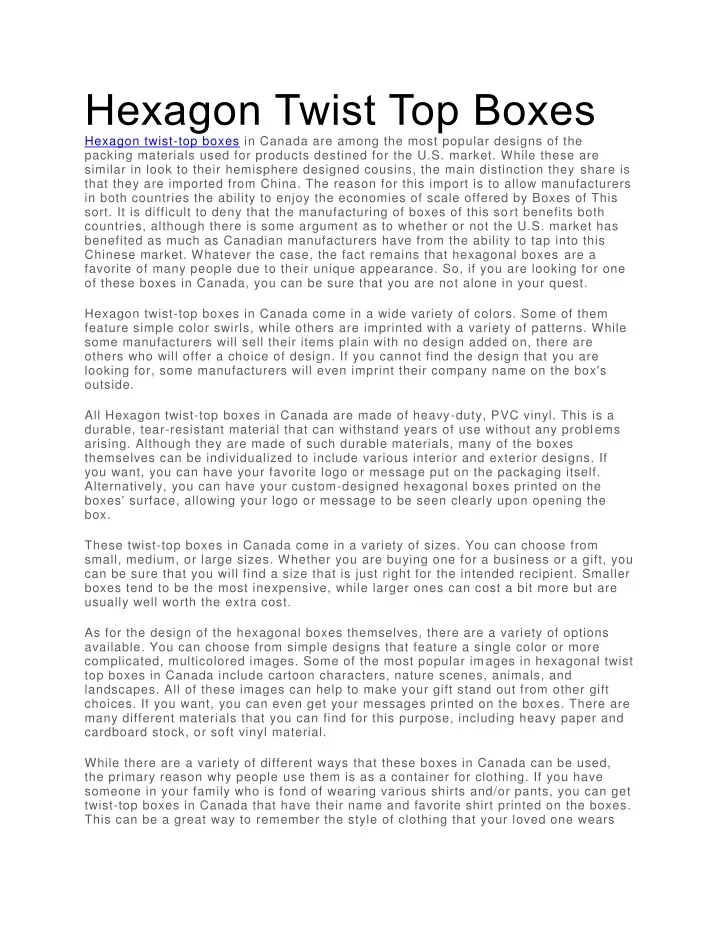 hexagon twist top boxes hexagon twist top boxes