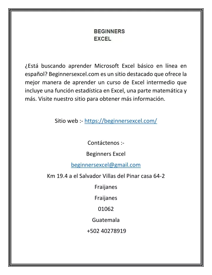 est buscando aprender microsoft excel b sico