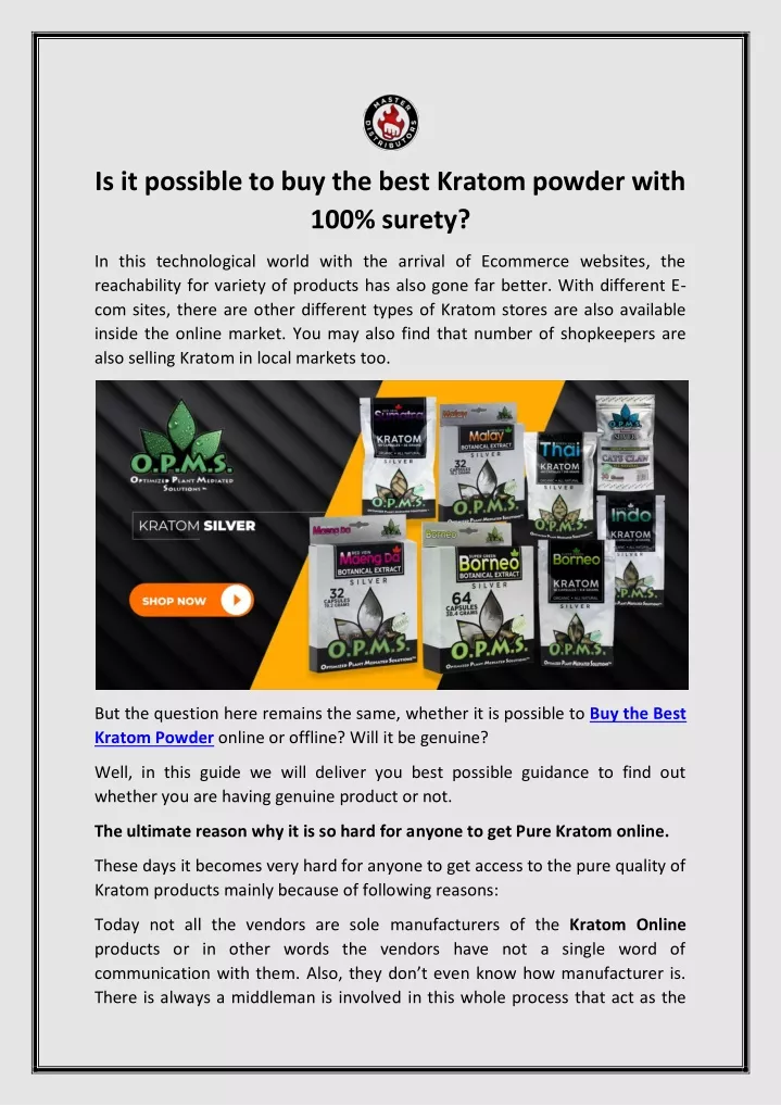 is it possible to buy the best kratom powder with