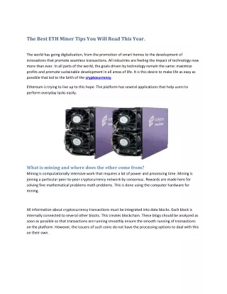 the best eth miner tips you will read this year