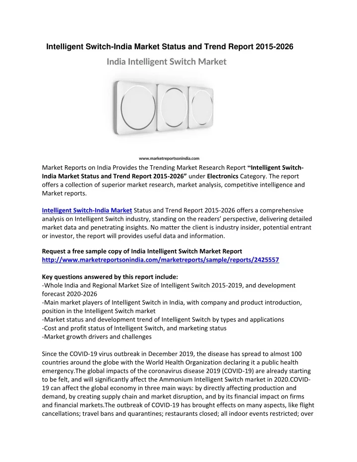 intelligent switch india market status and trend