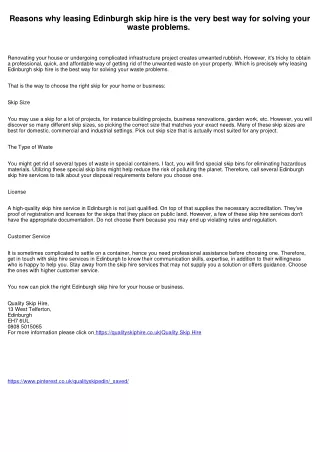 reasons why leasing edinburgh skip hire