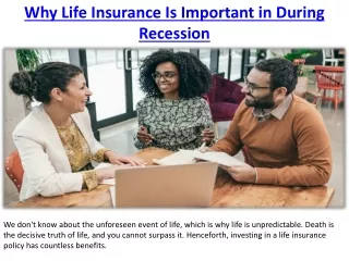 why life insurance is important in during