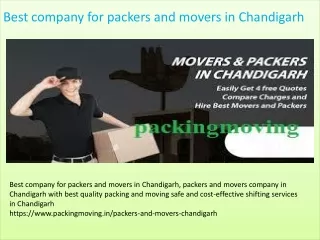 best company for packers and movers in Chandigarh