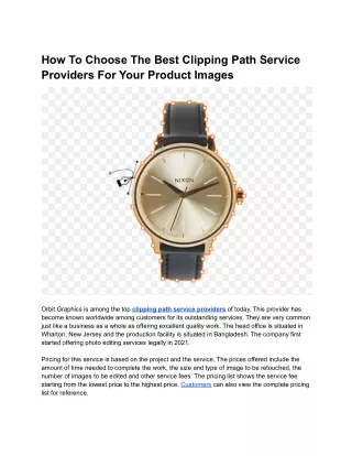 How To Choose The Best Clipping Path Service Providers For Your Product Images