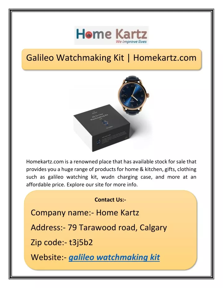 galileo watchmaking kit homekartz com