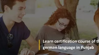Learn certification course of the german language in Punjab