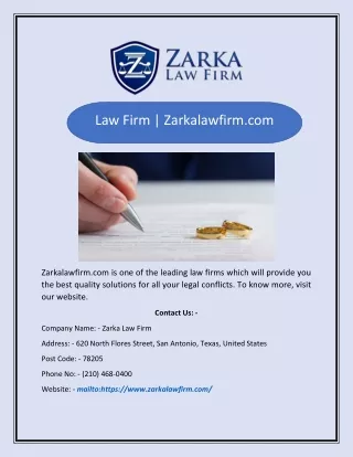 Law Firm | Zarkalawfirm.com