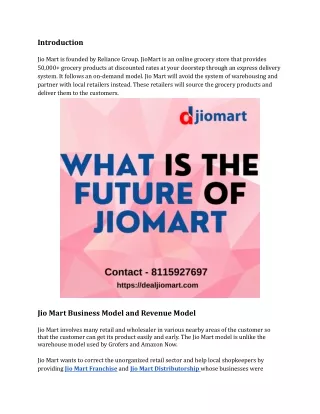 What Is The Future Of Jio Mart | Jio Mart Distributor